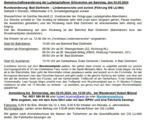 04.05.2024  Gemeinschaftswanderung OG LU -Rundwanderung zur Lindemannsruhe